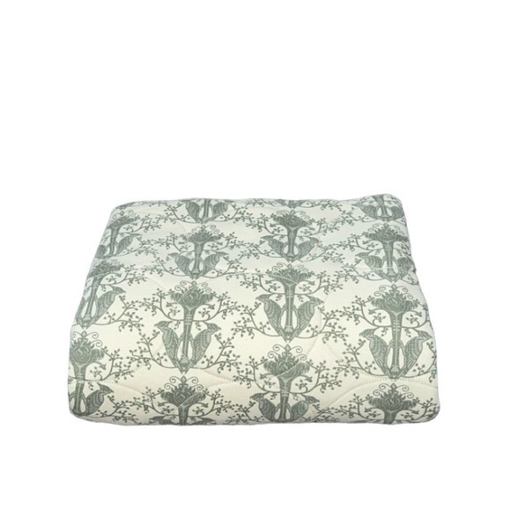 Kate Quinn Organic Cotton Muted Green Bird‎ Print Quilt Baby Nursery Blanket
